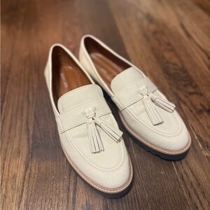 Franco Sarto Cream Tassel Loafers